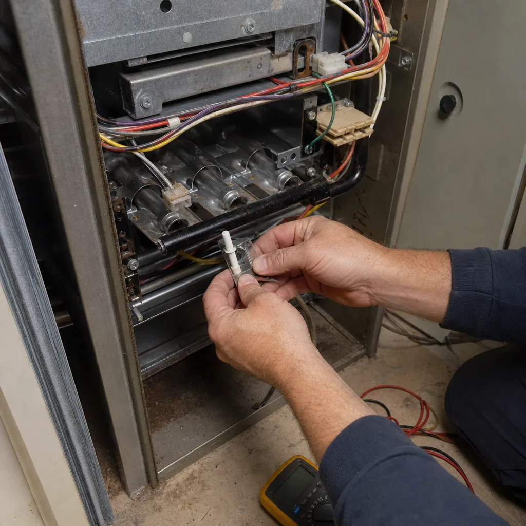 HVAC technician performing expert residential furnace repair service